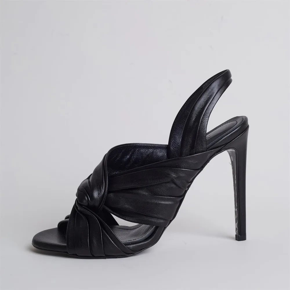

Dorlie Belinda Black Leather High-Heeled Shoes