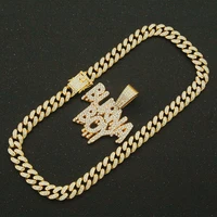 iced out cuban chains bling diamond letter burna boy rhinestone pendant mens necklaces gold sliver charm jewelry for male choker