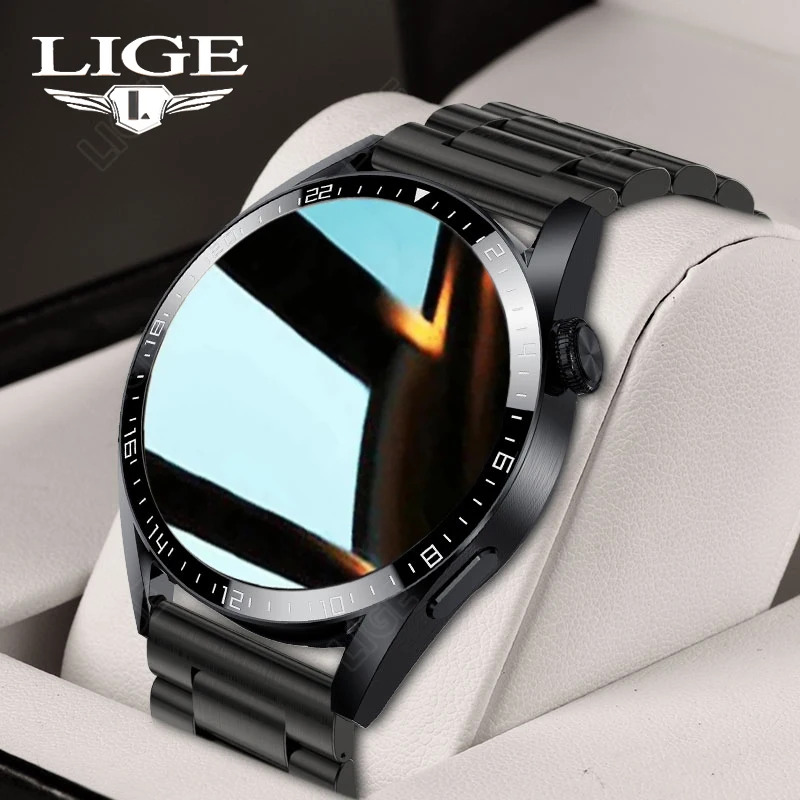 

Lige 2022 Smart Watch Men Bluetooth Call Sports Fitness Steel Band Men Smartwatch Heart Rate Monitor Waterproof For Android Ios