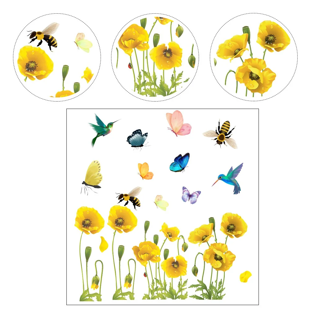 

1Pc Creative Wall Decal Lifelike Decorative Sticker Home Wall Ornament Yellow