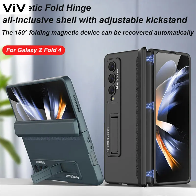 

For Samsung Galaxy Z Fold 4 Fold4 Case Ultra-thin Matte Folding Magnetic Hinge Kickstand Shockproof Protection Holder Hard Cover