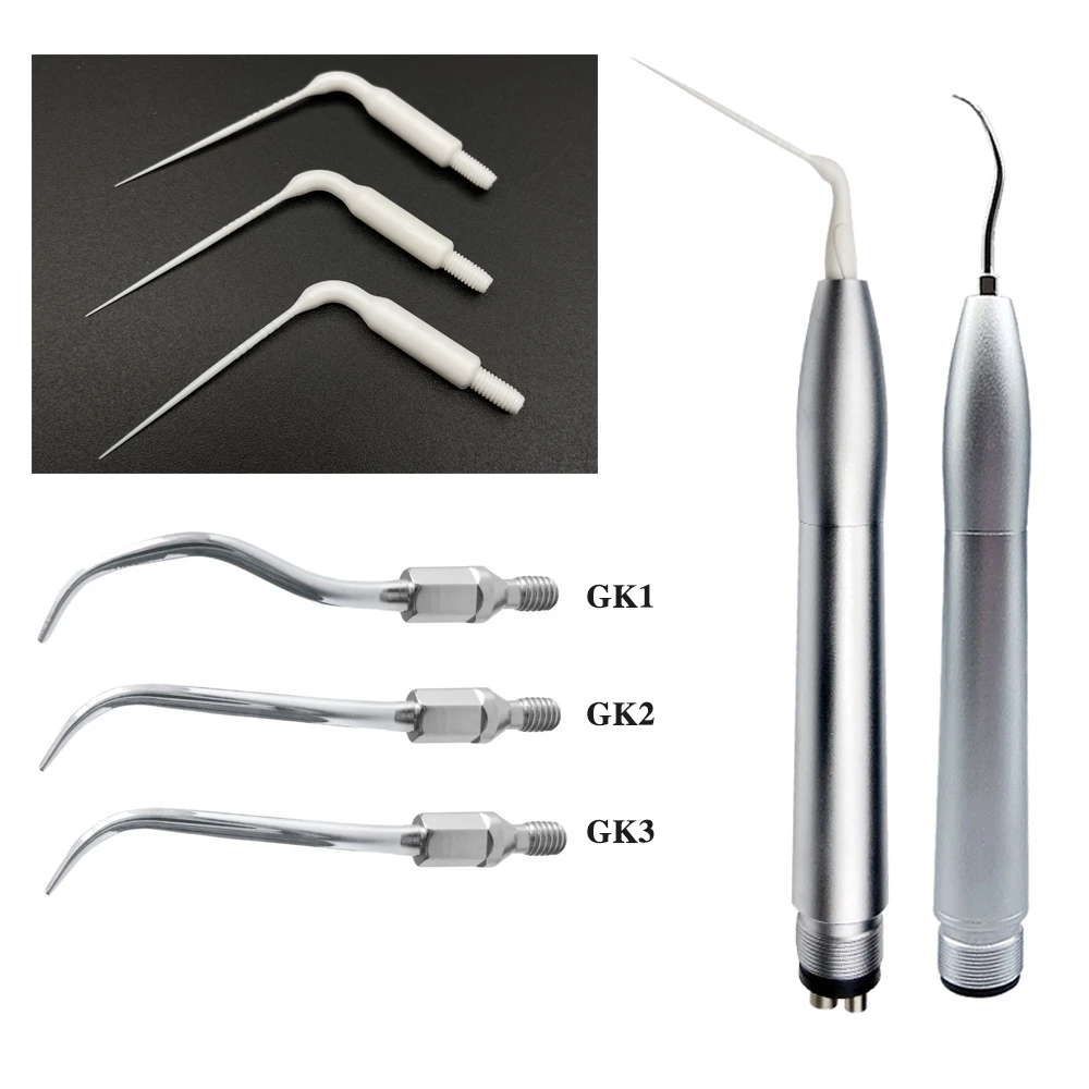 

Dental Ultrasonic Air Scaler 2Holes/4 Holes Handpiece Air Scaling Polishing Tools Teeth Whitening 3 Pcs Working tips
