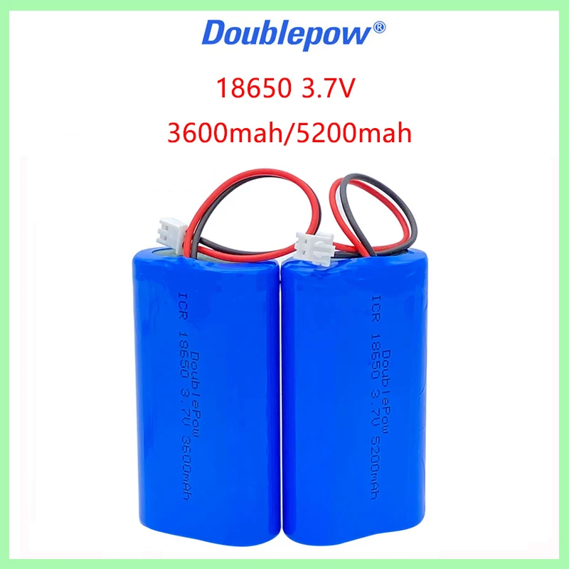 3.7V 18650 lithium battery pack 3600/5200mAh Rechargeable battery pack,monitoring equipment, protection board+XH2.54-2P Plug