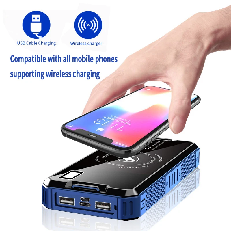 Solar Wireless Power Bank 80000mAh High Capacity Portable External Charger Fast Charging External Battery LED for iPhone Xiaomi
