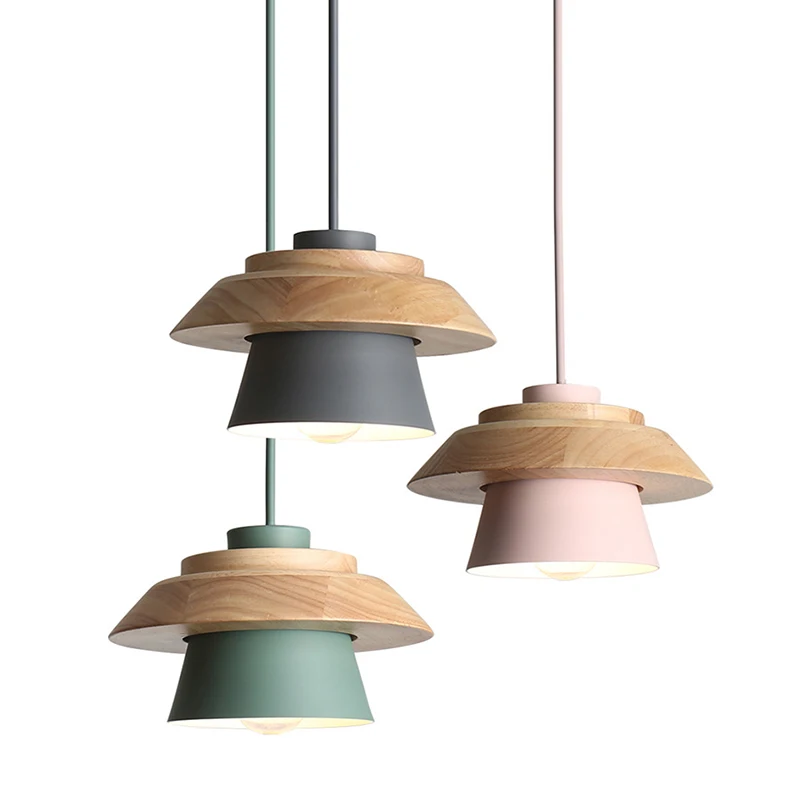 

Simple Modern Macaroon Pendant Light Personality Log Chandelier Home Decor Restaurant Bar Bedroom Balcony Colorful Hanging Lamps