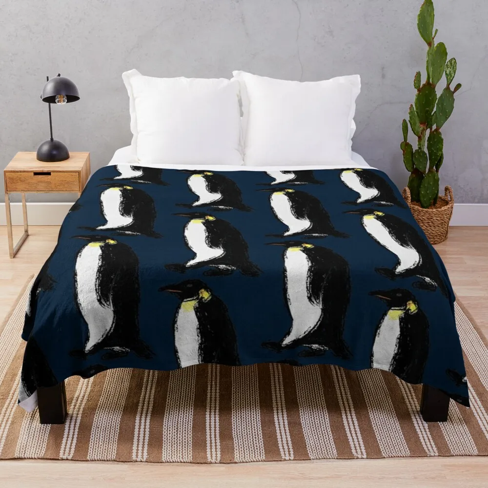 

Artwork of an Emperor Penguin 3D printed flannel throw Sherpa bedspread bedding sofa picnic fur soft blanket