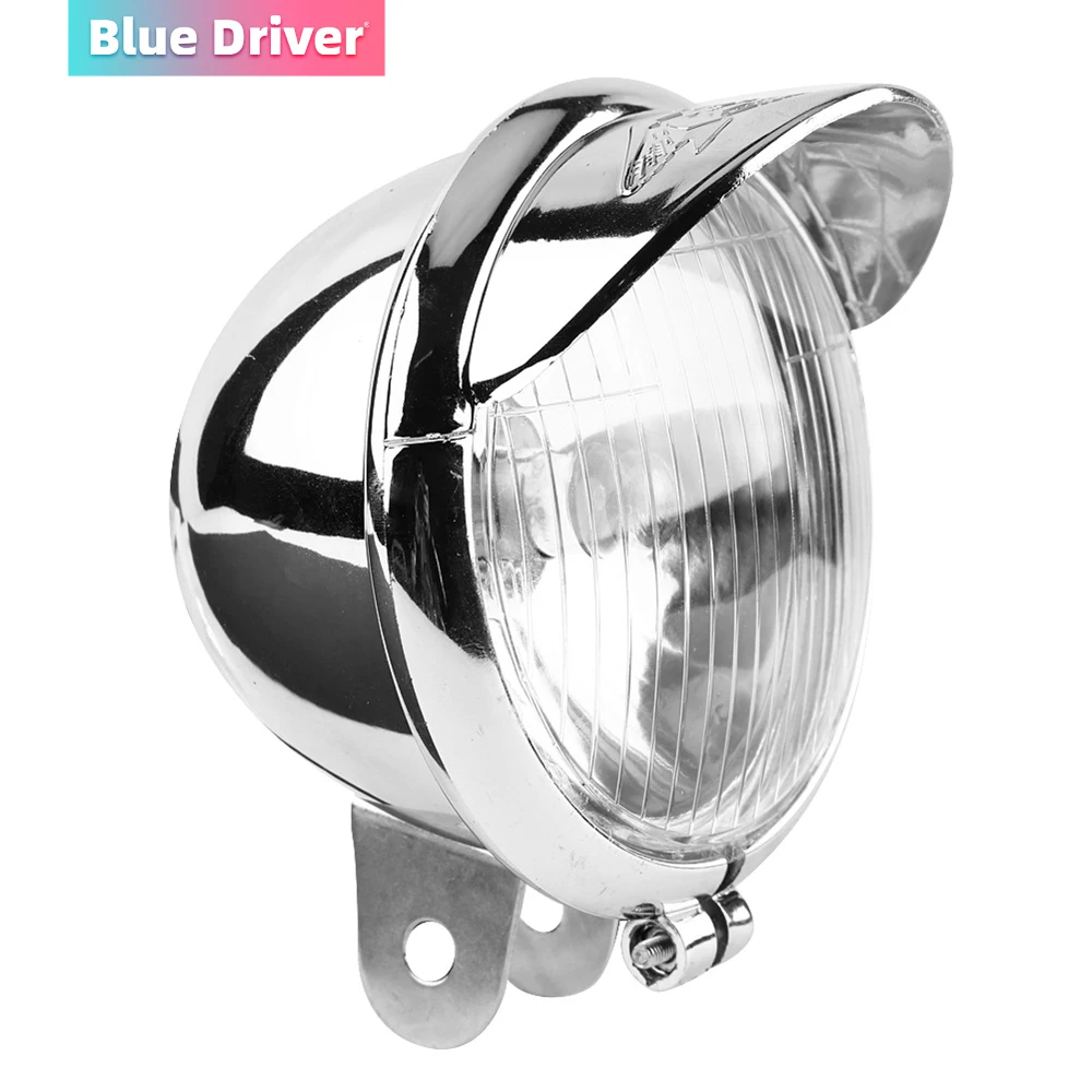 

Motorcycle Universal DC 12V Retro Headlight Fog Lights Lamp Moto Working Spot Light Head Lamp Silver Chrome Motorcycle Headlamp