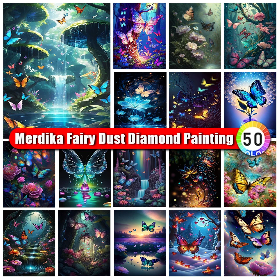 Merdika сказочная пыль Алмазная живопись бабочка пейзаж Diy вышивка цветок животное