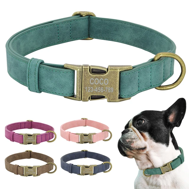 Personalized Dog ID Collar Customized Dogs Tag Collars With Metal Buckle Leather Padded for Small Medium Dogs Pitbull Buldog 1