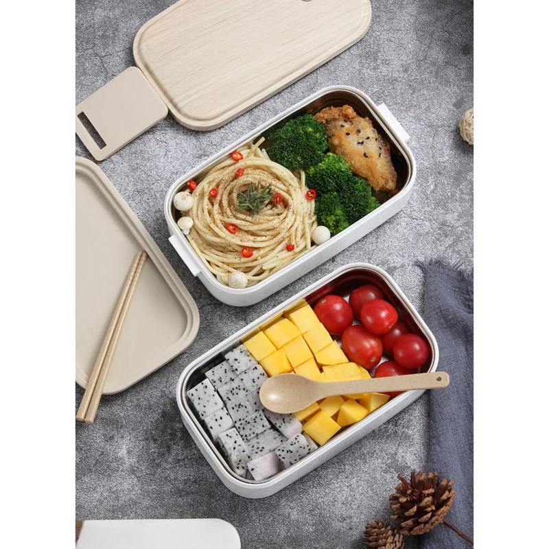 

Двухслойный Ланч-бокс Bento, портативный контейнер для студентов, офисных работников, Портативный Ланч-бокс для микроволновой печи