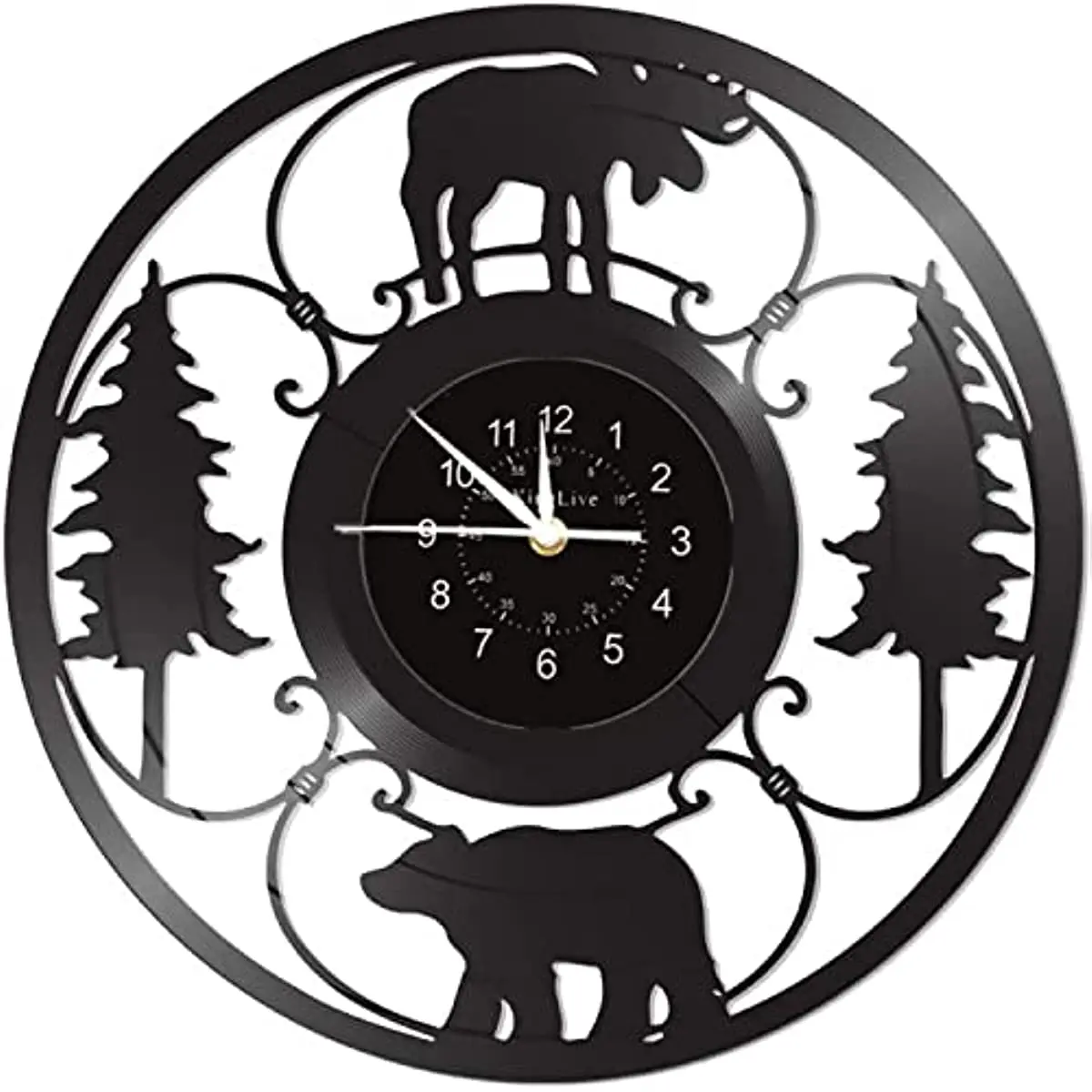 Vinyl Record Clock Records for Wall Art Decor Wall Clock Vinyl Art Decor Mountain Bear Moose elk Wall Clocks Home Decoration