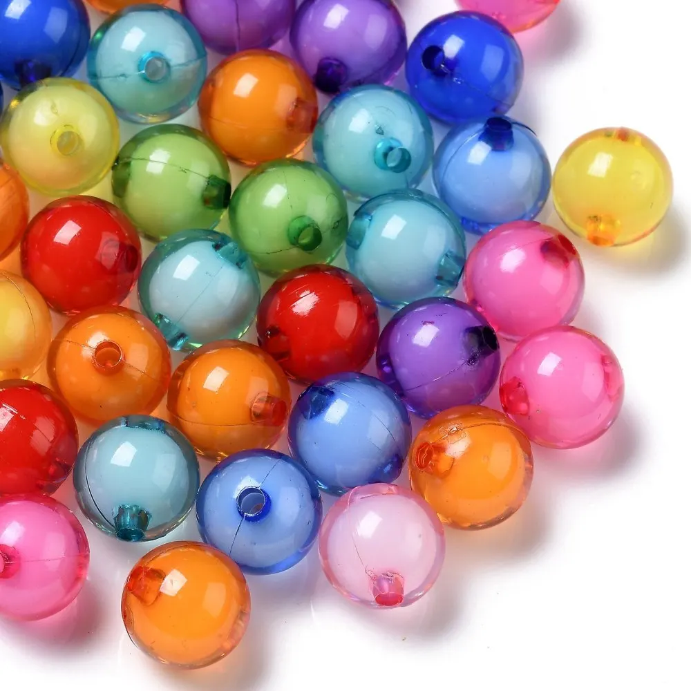 

50pc Transparent Acrylic Beads Bead in Bead Round Mixed Color 12mm Hole: 2mm