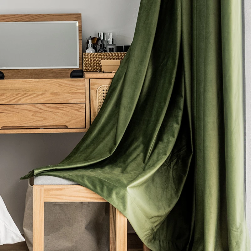 Современные роскошные оливково-зеленые бархатные шторы для гостиной спальни