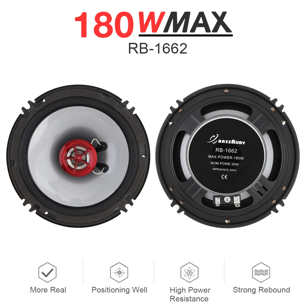 2pc 6 Inch 16cm 180W 2 Way Car Coaxial Speakers Audio Music Stereo Player Loudspeaker HiFi Vehicle Door Subwoofer for Cars Audio