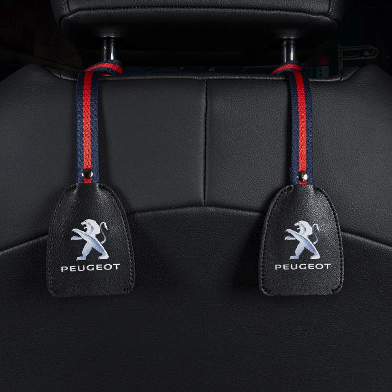 

Car Seat Back Hook Leather Car Interior Hanger Holder Storage For Peugeot 206 307 308 3008 207 208 407 508 2008 5008 107 106 301