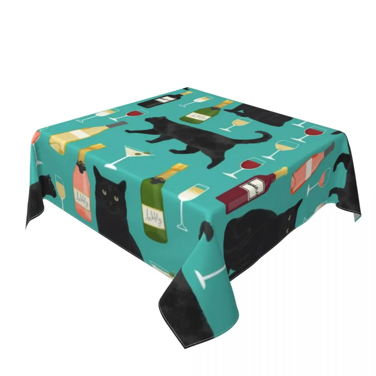 Цветная скатерть с принтом вина защитная забавного черного кота дешевая