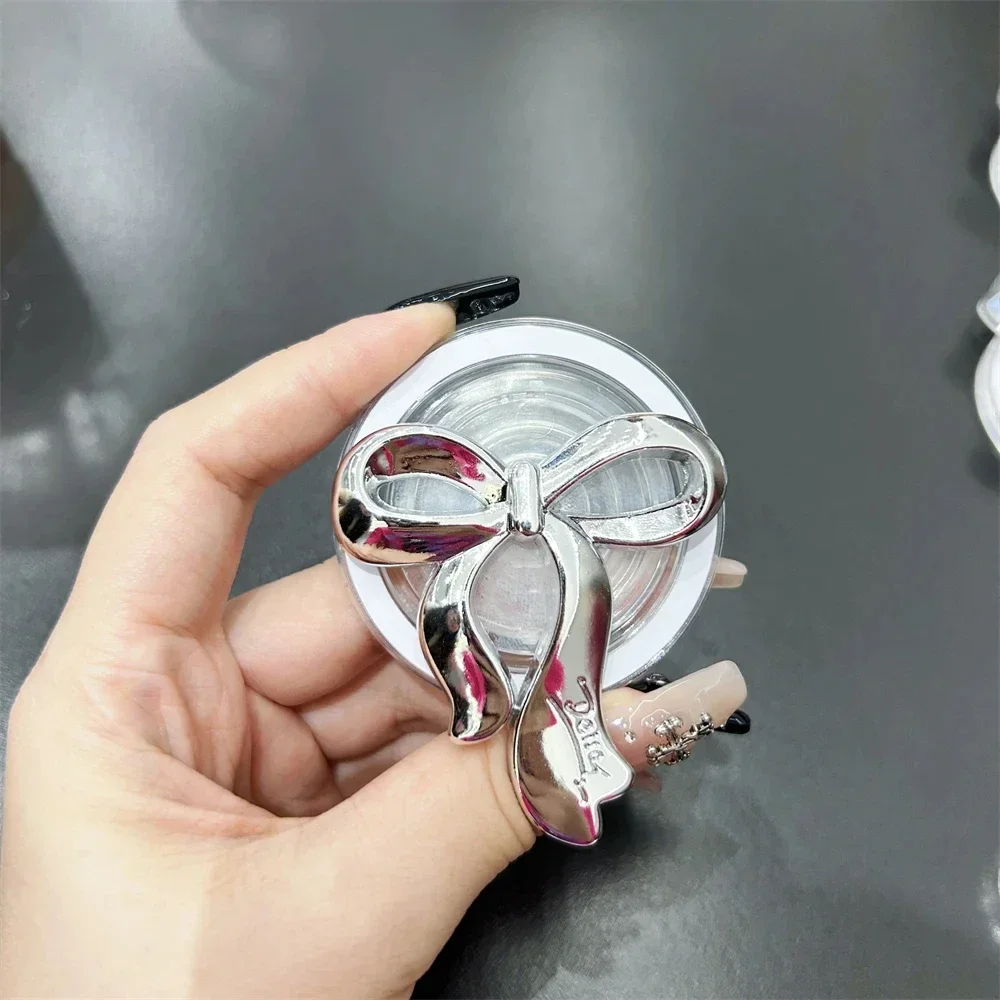 Фото INS корейский серебряный бант для Magsafe Griptok, держатель для телефона, кольцо на палец, подставка для iPhone 16, 15, Samsung S24, кронштейн для девочек №3