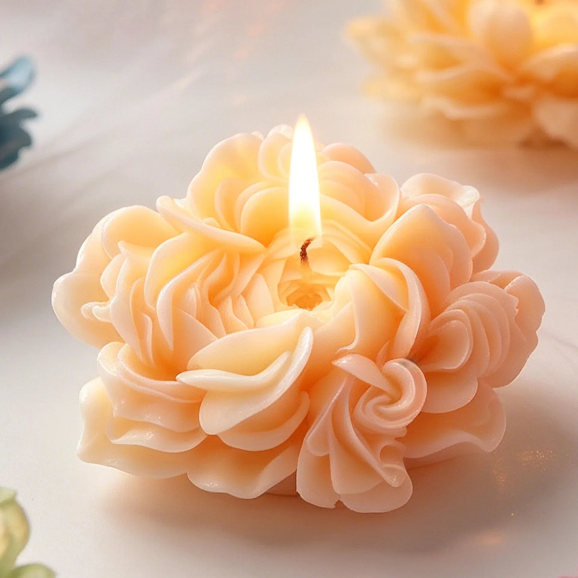 Фото Силиконовая форма DIY для пиона (Paeonia lactiflora Pall) для изготовления подарков ручной работы, ароматических свечей, гипсовых отливок, мыла №5