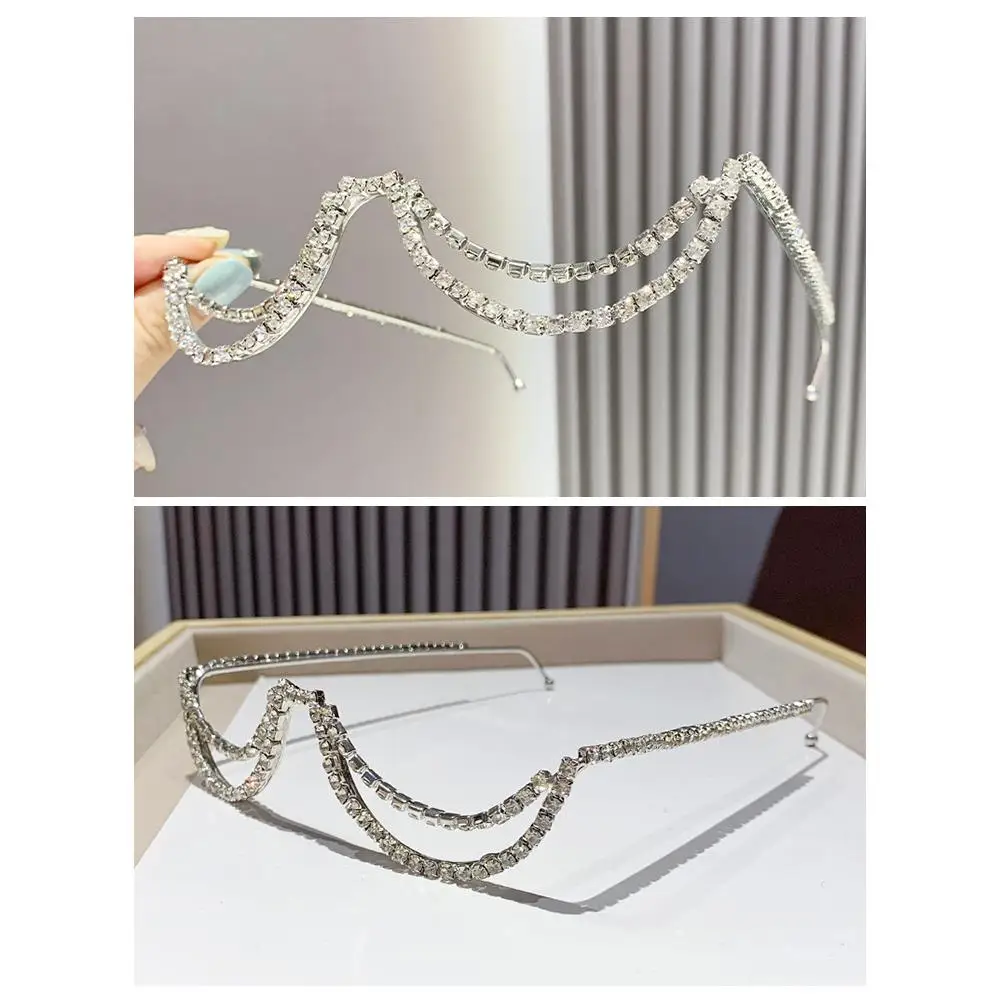 Хрустальная оправа для очков в форме луны без линз золото серебро декоративная