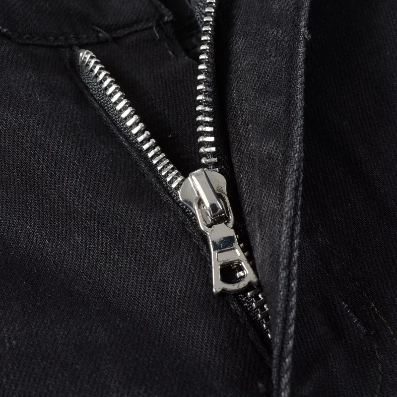 New Arrivals Men's Black Slim Fit Steetwear Style Blue Bandana Ribs Patchwork Skinny Stretch High Street Distressed Ripped Jeans