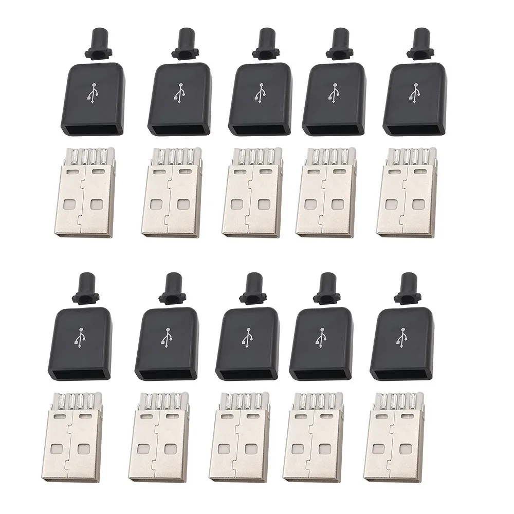

USB 2.0 разъемы типа A, черные, пластик, 10 шт.