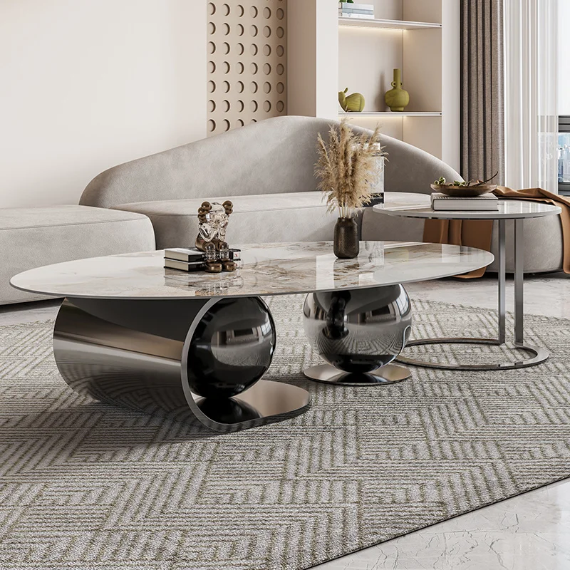 

Light Luxury Natural Marble Coffee Table Desk Designer Dinner White Coffee Dining Table Console Mesa Comedor Kitchen Furniture