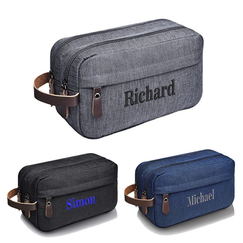 Custom Embroidered Oxford Cloth Waterproof Wash Storage Bag Personalized Logo Large Capacity Men's Cosmetic Bag Travel Hand