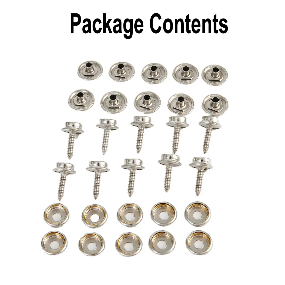 

30pcs Cap Screw Kit For Tent Boat Marine Waterproof Marine boat covers Awnings Outdoor furniture Silver Applicable