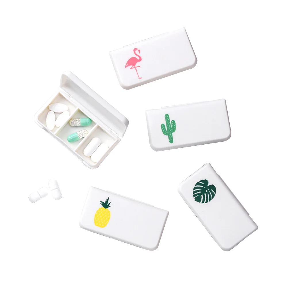 

5Pcs 3 Grids Mini Square Box Portable Vitamin Case Medication Holder Container for Traveling (Mixed Color)