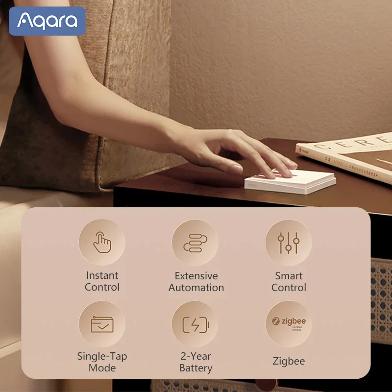 Фото Беспроводной умный настенный переключатель Aqara E1 ZigBee 3,0, настенный переключатель с дистанционным управлением, кнопка включения света для приложения Mihome HomeKit №2