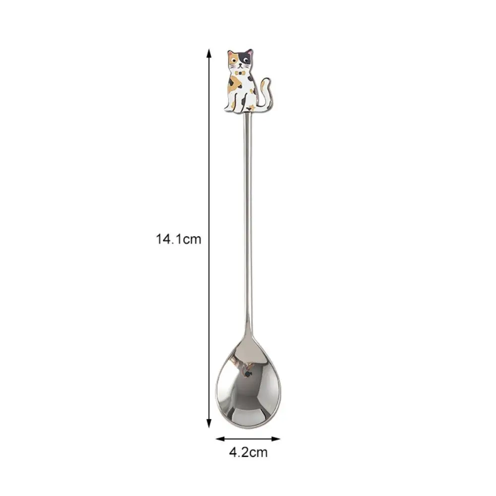 

Совок, полированная ложка из нержавеющей стали для кошек, японский корейский стиль, красочная чайная ложка, ложка для перемешивания, десертная ложка, мороженое