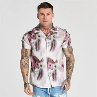 2022 nation style summer man shirt ethnic printed stand collar stripe short sleeve loose hawaiian henley casual shirt