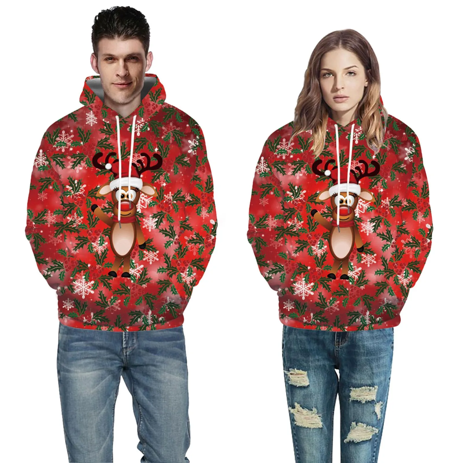 

Красочный спортивный пуловер с 3D-принтом Санта-Клауса, свитер, праздничный Топ, женские рубашки для пар, Женская нарядная хлопковая рубашка ...