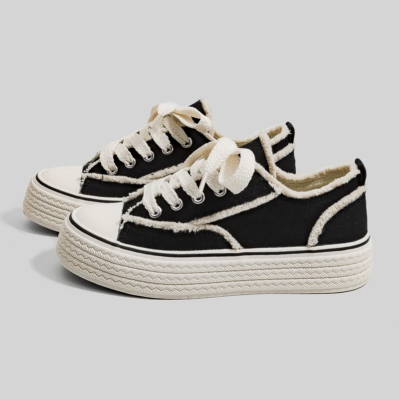 

Кеды женские с круглым носком, однотонные холщовые кроссовки с резиновой перекрестной шнуровкой, Повседневная модная обувь для отдыха, баз...