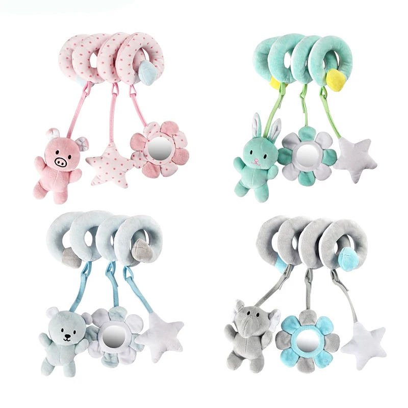 Baby Bed Hanging Toy Hanging Spiral Rattle Cart Pendant Interactive Early Education Tool Newborn Stroller for 0-3 Years Old