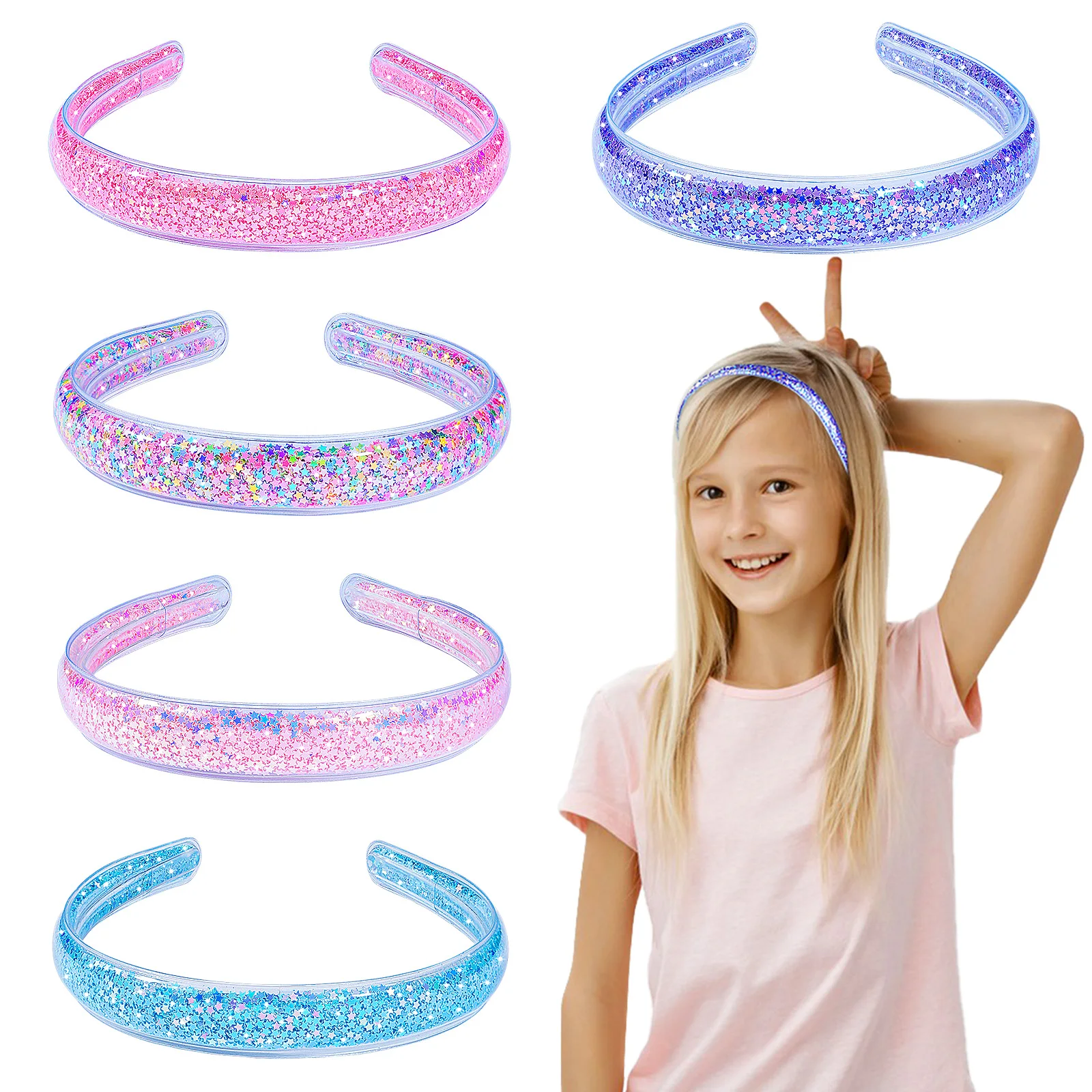 

1Pcs Kids' Bling Bling Sequin Quicksand Headband Children's Lovely Glitter Bowknot Hair Hoop Baby Hair Accessories