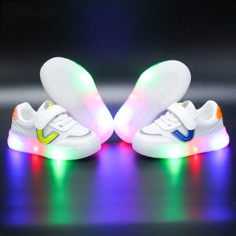 Детские дышащие износостойкие светящиеся туфли размеры 21-30 Нескользящие