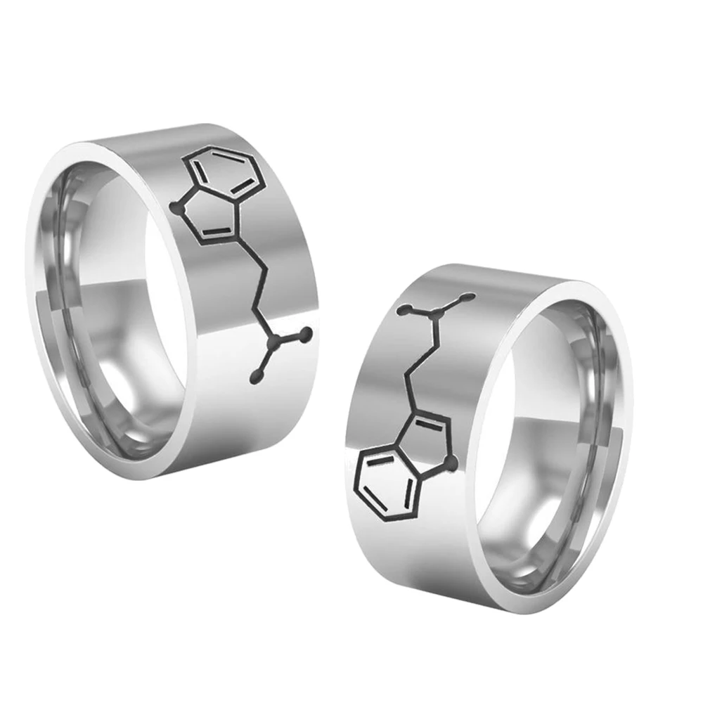 

Steel Color DMT Biomolecules Symbol Ring Chemical Molecular Structure Stainless Steel Rings for Student and Research Scholar