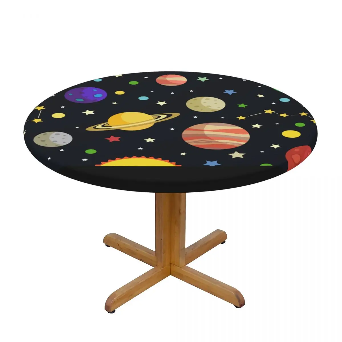 

Space Planets Stars Comets Constellations Waterproof Polyester Round Tablecloth Catering Fitted Table Cover