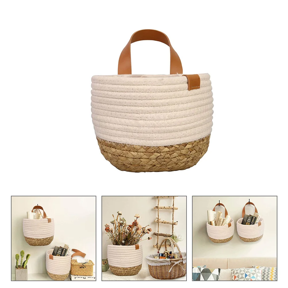 

1pc Home Decoration Cotton Rope Basket Weave Wall Hanging Storage Basket