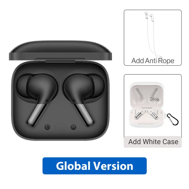 OnePlus Buds Pro Black + white case + anti rope