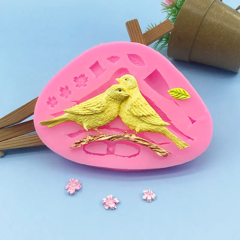 

Magpie bird leaf flower cartoon shape silicone mold fondant cake mold kitchen cupcake snack baking mold