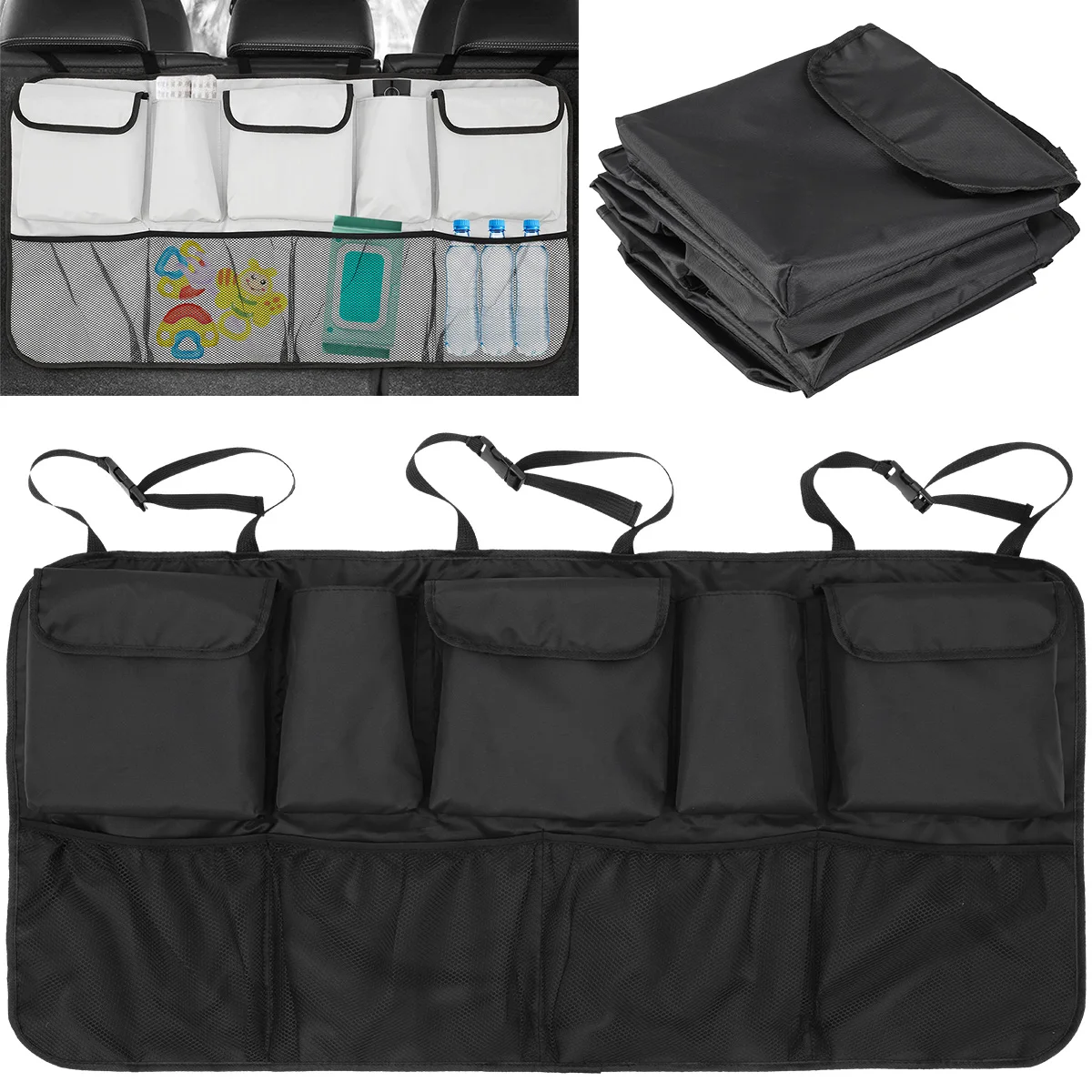 

Car Trunk Organizer 9 Pockets Car Backseat Organizer Waterproof Car Seat Back Hanging Storage Bag 42.5x20.4 Inch Large Capacity