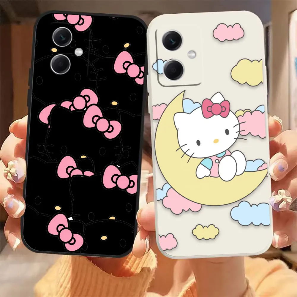 

Cartoon Hello K-Kitty Cat Phone Case For Redmi Note 12 11 11T 11R 11E 11S 10 9 9S 8 7 7S PRO PLUS 4G 5G Colour Liquid Case Capa