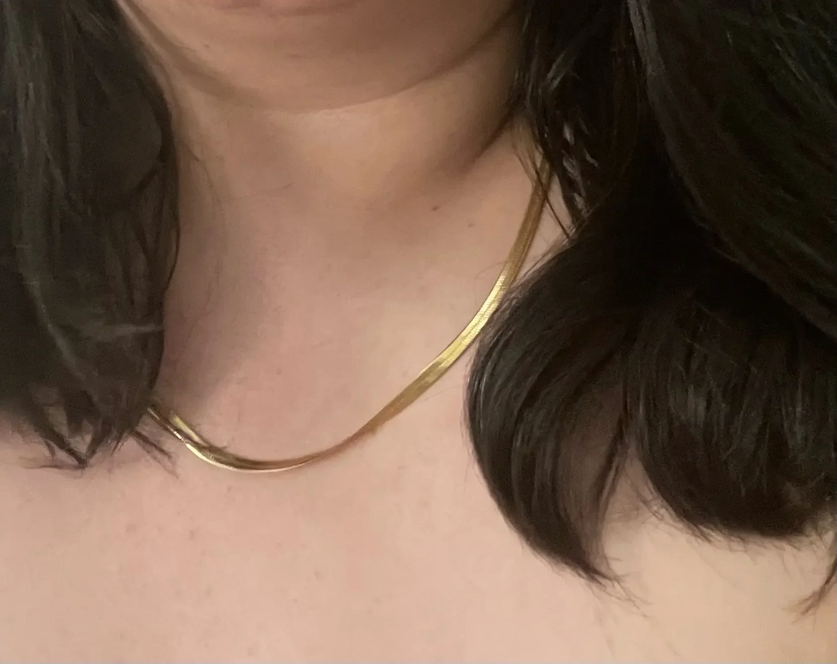 Плоское Ожерелье из нержавеющей стали шириной 3 мм золотистый цвет