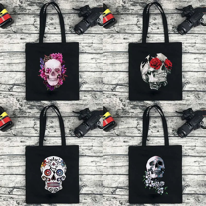 

Women's Shopper Bag Tote Bag 2022 Kawaii Shopping Designer Shopper Cute Printed Punk Skull Print Handbags Foldable Shopping Bag