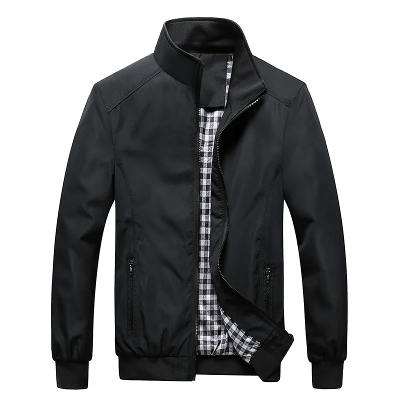 

2022 Quality Bomber Solid Casual Jacket Men Spring Autumn Outerwear Mandarin Sportswear Mens Jackets For Male Coats M-5XL 6XL 7X