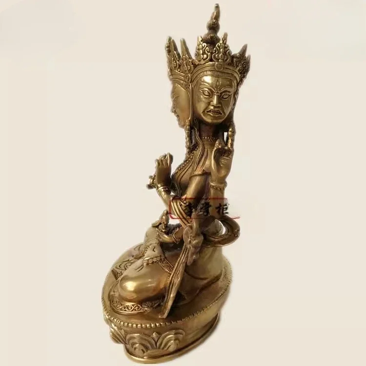22 см Непальская тибетская латунь Будда Намигиалма с тремя сторонами и восемью