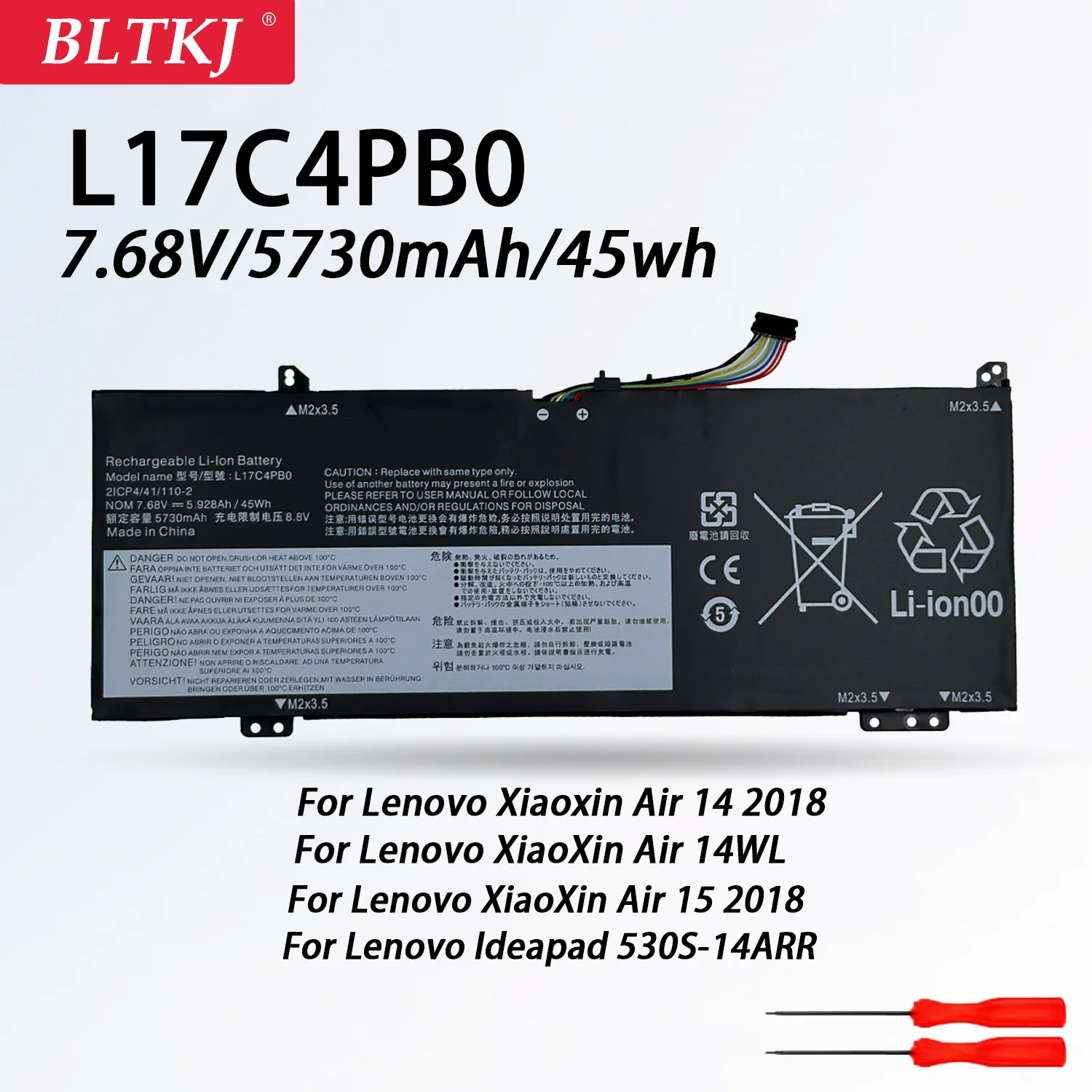 L17C4PB0 Аккумулятор для ноутбука Lenovo IdeaPad 530s-14IKB 530s-15IKB 530s-15 L17M4PB0 Xiaoxin Air 14ARR 14IKBR L17C4PB2