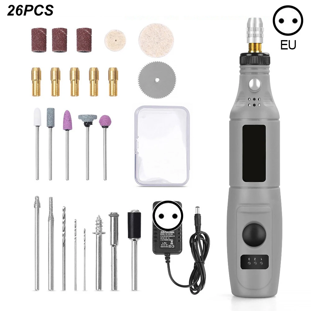 

26pcs 100-240V Mini DIY Electric Engraving Pen Grinder Machine Rotary Tools Kit for Polishing Cutting